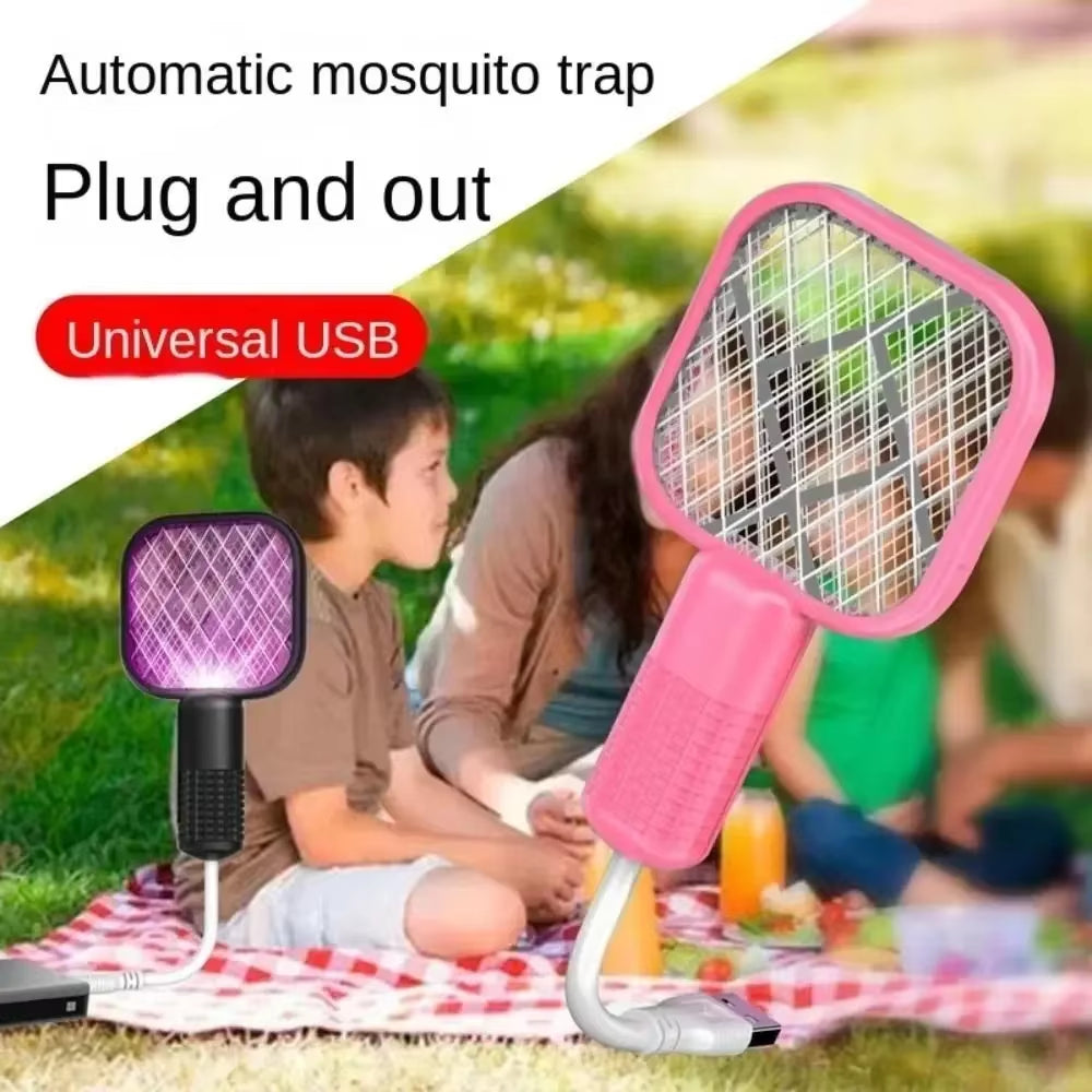 Zap Away Pests with Ease: The Ultimate Rechargeable Electric Mosquito Swatter Featuring UV Light – Your Perfect Companion for Camping and Outdoor Adventures!
