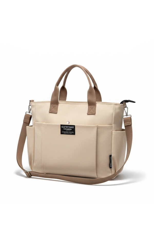 Women’s Canvas Shoulder Bag – Large Capacity Horizontal Handbag